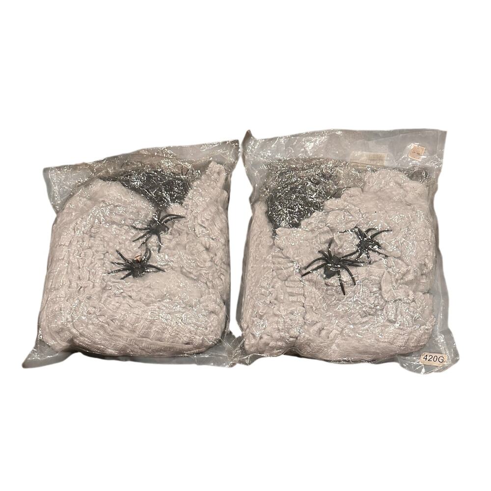 2pk 1400 Sqft EACH Spider Web Halloween Decorations Super Stretchy, 80 Spiders
